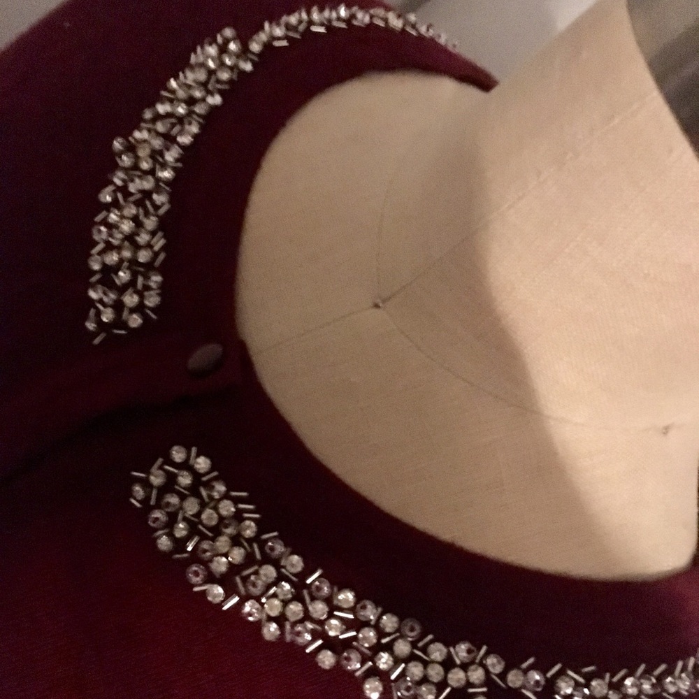 Merona Cotton Embroider Red Crystal Sweater XL